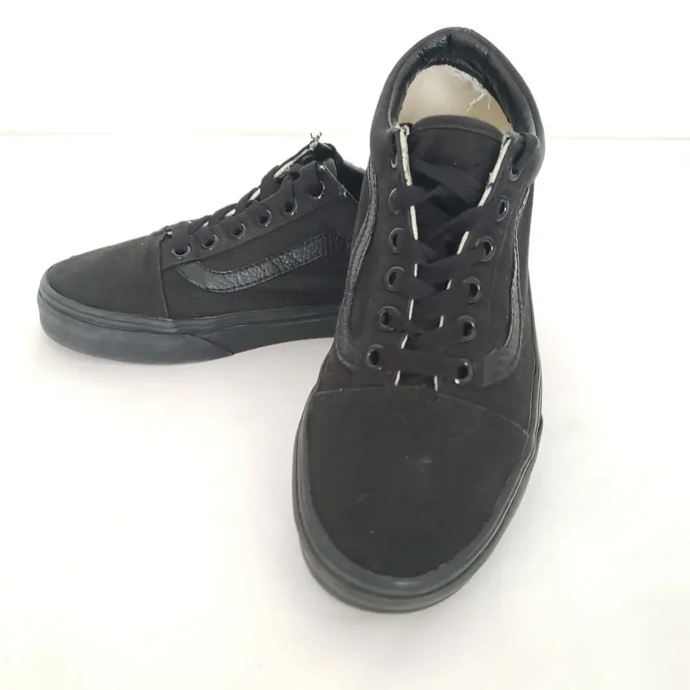 VANS Off The Wall SIZE 4 (MENS) 5.5 (WOMEN) Youth Lace Up Sneakers Black